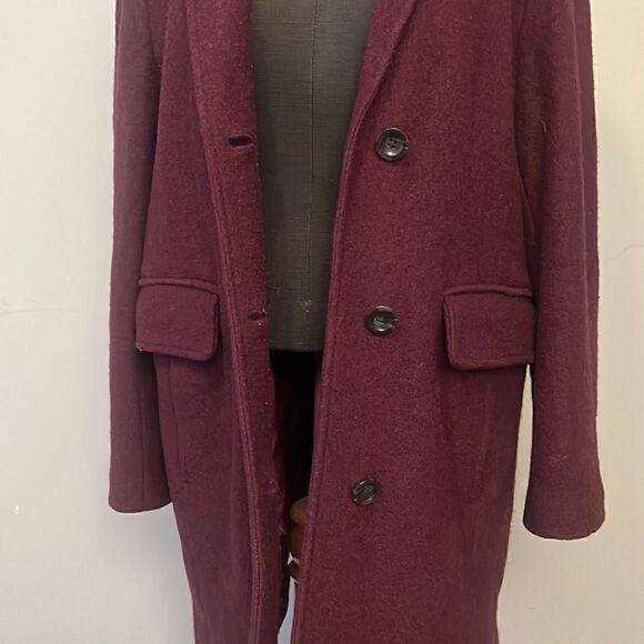 Lands' End Women's Brown Wool Blend Button Front Coat - Picture 9 of 12